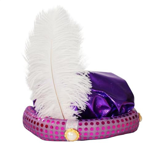 Aladin-Kostümhut – Federperle, Aladin-Mütze, Aladdin-Sultan-Turban, Aladin-Hut für Erwachsene, Aladdin-Sultan-Turban, Aladdin-Themenparty, Kopfwickel, Pailletten-Design für Herren und Kinder