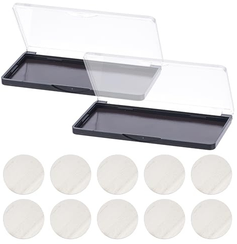 NICENEEDED 2 PCS Rectangular Magnetic Empty Eyeshadow Palette, Blush Powder Makeup Dispensing Plate DIY Cosmetics Storage Box for Eyeshadow with 10 PCS Metal Stickers