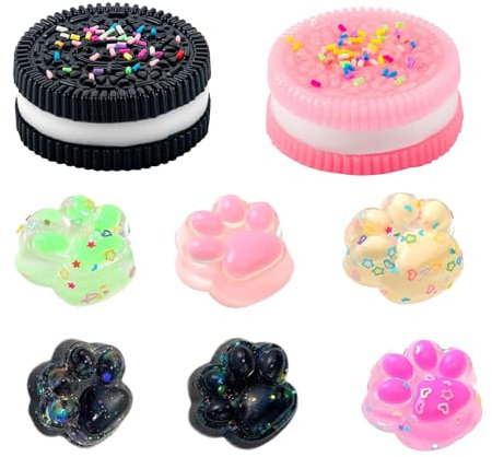 8 Stück Kekse Stress Spielzeug Set, Katzenpfoten Squishy, Weich Gepresste Kekse Spielzeug Schön und Langlebig, Leicht Zu Tragen Viele Farben Kann an Freunde und Familie Geschenkt Werden