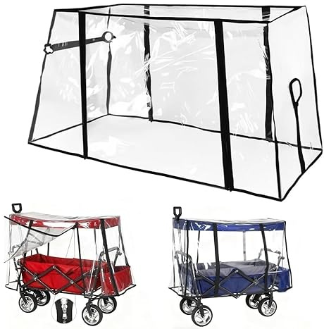 Huucozn Bollerwagen Regenschutz Kinderwagen Regenhülle für Transportwagen Strandwagen Transparent Regenschutzhülle Gartenwagen Faltbare Universal Regenverdeck Regen Hülle Schutzhaube für Handwagen