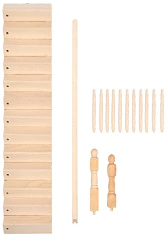 Leatikall Miniature Treppe, 1:12 Skala Puppenhaus Treppe Holzleiste Miniature Treppes für Handwerk (Rechte Armlehne)