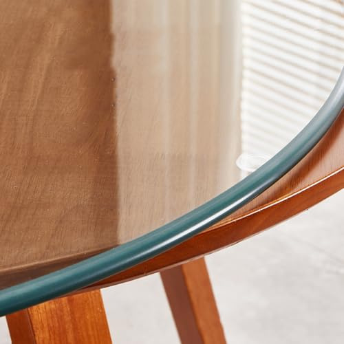 Plateau de Table Rond en Verre trempé Transparent, épais 6,35 mm, Plateau tournant, biseauté(75CM(29.5IN))