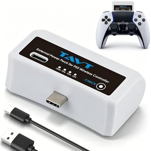 Batería externa para mando Sony PlayStation 5, mando PS5 Dualsense/Edge, batería recargable con indicador LED y cable de carga USB-C