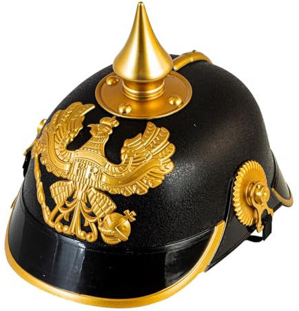 TrendandStylez Pickelhaube für Erwachsene – Preußischer Helm mit Adler & Spitze für Offizier Kostüm, historischer Soldatenhelm für Karneval, Mottoparty & Theater, Kopfbedeckung Kaiserzeit