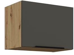 Kuechen-preisbombe Küchen Hängeschrank 50 cm ARIA Graphite Ultra matt + Eiche Artisan matt, hochwertige Fronten mit Anti Fingerprint Beschichtung Küchenzeile Küchenblock