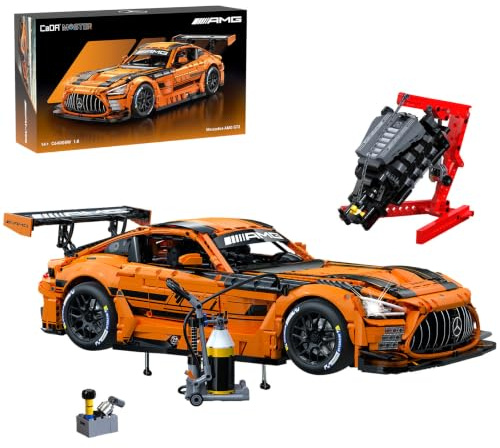 JAMARA 402899 CADA Mercedes-AMG GT3 1:8 Orange 2,4GHz Bricks RC Klemmbausteine Auto Rennwagen Modell Bausatz Ferngesteuert Technik Geschenkidee