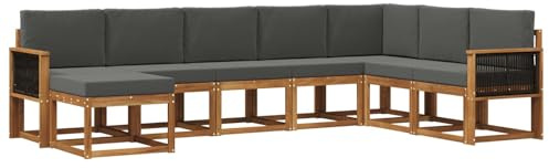 vidaXL Outdoor-Sofagarnitur 8 pcs Natur und Anthrazit, Moderner Garten Sofa, wetterfeste Eckcouch, Möbel zum Entspannen auf Terrasse, Patio Lounge und Komfortset