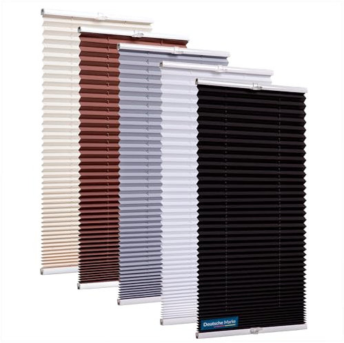 TEXMAXX® Plissee ohne Bohren Blickdicht in Braun/Klemfix 115 x 130 cm/Fenster Plissee innen/Plisseerollo als Sichtschutz Fenster innen inkl. Zubehör