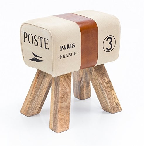 FineBuy Turnbock Sitzhocker 40x30x47 cm, Fußhocker Retro | Hocker im Sportdesign mit gepolsterter Sitzfläche, Beistellhocker für Flur, Wohnzimmer und Schlafzimmer