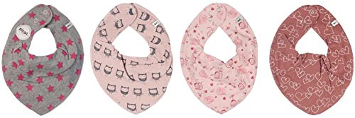 Pippi Halstuch 4er Pack Halstücher Baby Dreieckstücher Lätzchen Baumwolle (4er Herzchen + Eulen)