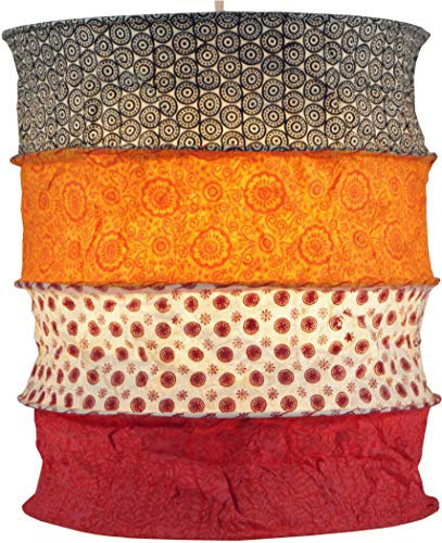 Runde Boho Papier Hängelampe, Lokta Papierlampenschirm Kailash, handgeschöpftes Papier - rot/schwarz/Asiatische Lampenschirme aus Papier & Stoff