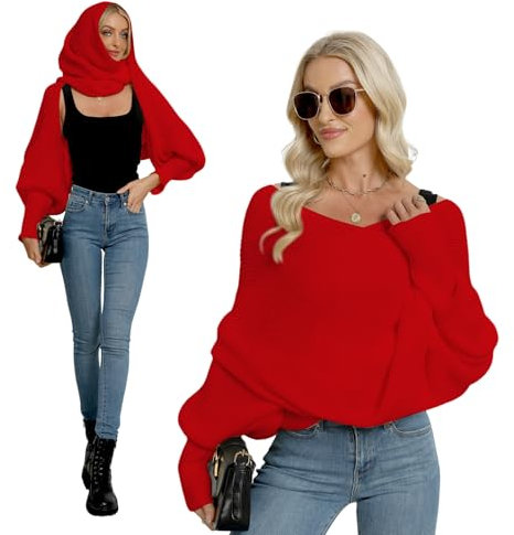 Asudaro Elegante Winter Warm Gestrickt Schals Umhang Einfarbig Wrap Schal Shawl Cape Strickschals Cape Schal Stola mit Ärmel für Frauen und Männer