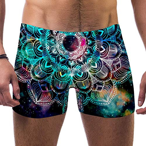 Lorvies Space Mandala Herren-Badeanzug, kurz, quadratisches Bein, schnell trocknend, Größe S Gr. XXL, multi