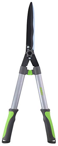 Kinzo Heckenschere – 65 cm – mit Llaflon Klingen – extra robust – Edelstahl – antihaftbeschichtete Klingen – Grau/Grün
