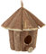 Relaxdays Mini Vogelhaus, Deko zum Aufhängen, unbehandeltes Holz, rustikal, Balkon, Garten, Häuschen 16x16x16 cm, natur
