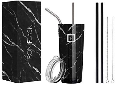 IRON °FLASK Classic Tumbler - 710 ml, Vacuum Insulated Stainless Steel, Hot Cold, Double Walled, Thermo Travel Mug, Water Metal Canteen (Black Marquina)