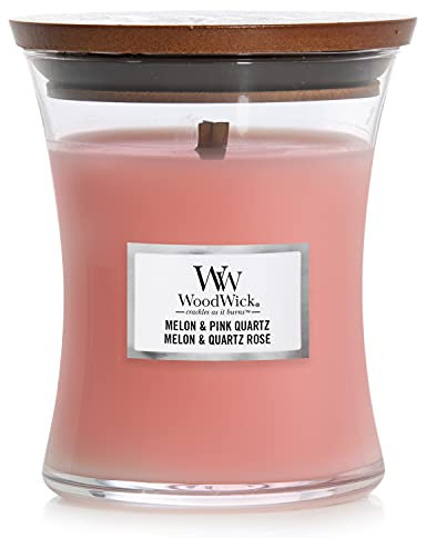 WoodWick Hourglass mittleres glas Duftkerze mit knisternder Docht Melon & Pink Quartz Brenndauer bis zu 60 Stunden 1681473E Medium Hourglass