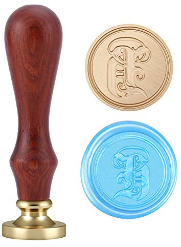 Mogokoyo Vintage-Stil Wachs Siegelstempel Initialen Buchstabe Stempel mit Holzgriff A-Z Gotik Schriftart Siegel Petschaft Brief 26 Buchstaben (H)