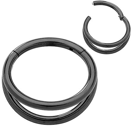 365 Sleepers (10mm) Titan 1,2 mm Doppelring Segment Nasenring Hoop Knorpelohrring Septum Clicker Ring Klappbarer Lippen Conch Daith Helix Rook Tragus Lobe Snug Piercing Schmuck