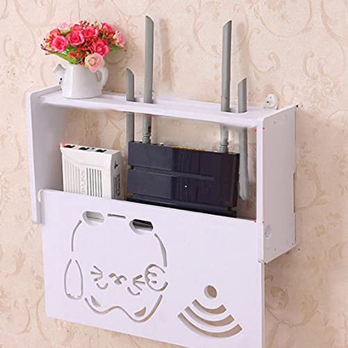 WIFI Router Shelf, Wall Hanging Router Support, No Drill Cable Router Storage Box Shelf Wall Hangings Bracket Cable Organizer, Big Stripe