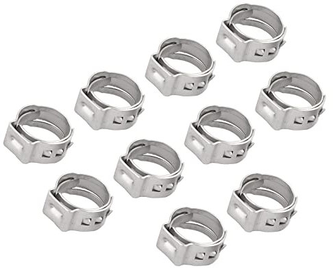 METALLIXITY Simple Oreille Colliers de serrage (10.3mm - 12.8mm/0.41 - 0.5) 50Pcs, 304 Acier Inox Tuyau Clips - pour Maison Jardin Tube Tuyau Fixation