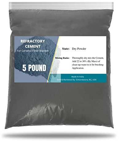 5 Pound Refractory Cement – 3000F Rated - High Temperature Refractory Coating for Ceramic Fiber Blanket Lining in Forge, Kiln, Smelting Furnace