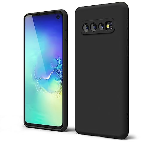 oakxco für Samsung Galaxy S10 Plus Silikon Case mit Kameraschutz, Ultra Dünn Bunt Handyhülle Mädchen, Einfarbig Handy Hülle Slim Schutzhülle, Matt TPU Weich Gummi Glatt Silikonhülle Bumper, Schwarz