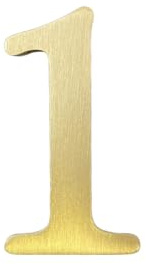 Adesivo da parete autoadesivo in ottone massiccio, numero 1-1,77 pollici (4,5 cm), in metallo dorato, per indirizzi di casa, cassette postali, appartamenti, decorazioni fai da te per la casa (numero 1