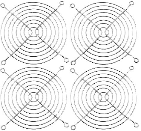 Unlorspy 4 Pcs Fan Protect Mesh Grill Silver Fan Grill with Screws for 120mm Case Fan (115 x 115mm)