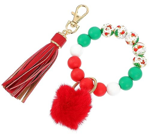 CHILDWEET 1stk Quaste Fellknäuel Armband Bommel Schlüsselanhänger Portemonnaie-schlüsselanhänger Mädchen Armband Schlüsselanhänger Autogeschenke Autoverkleidung Perlen Armbänder Leder Rot