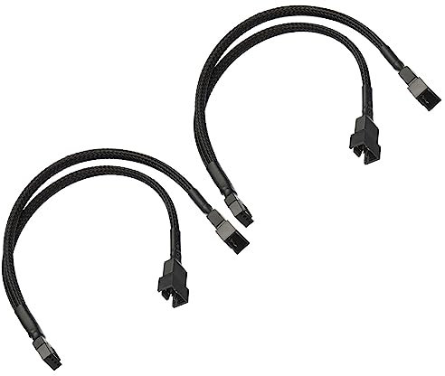 sourcing map PWM Lüfterverteiler Kabel 10.6 4 Pin Buchsen zu 3 Pin Stecker PC Lüfter Hülse Leistung Verlängerung Kabel Adapter 1 bis 2 Konverter für Computer Pack von 2