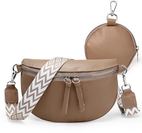 WDJLNZB Bauchtasche Damen Umhängetasche Damen Schwarz Stylisch Brusttasche Crossbody Bag Damen Breiter Gurt Veganes Leder Kreditkartenpaket Senden (Khaki)