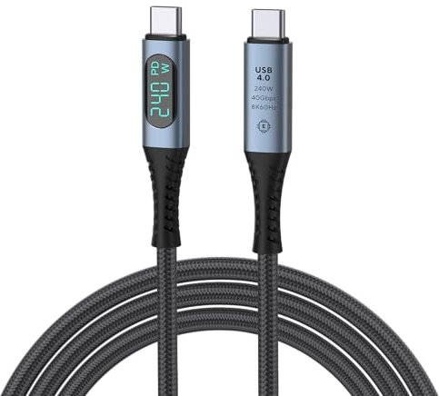 240W USB C to USB C Fast Charging Cable with LED Display 1m/3.3ft, (48V/5A)USB-C PD 3.1,Nylon Braided Type C Male to Male Cable Cord, Laptop Data Cord for MacBook Pro/Air/iPad/Google/HP/Lenovo/Samsung