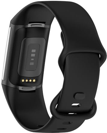 Panda Bobo Compatible with Fitbit Charge 5 Charge 6 strap Replacement Band Classic Wristband Women Men Small large (Large, Black)