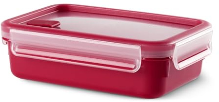 Emsa Mikrowellendose Clip & Micro 517771 | Mikrowellenventil | 0,55 L | Lunchbox | Integrierte Maßeinteilung | Made In Germany | Rot/Transparent (Packung mit 2)