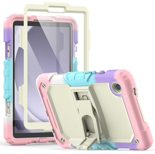SEYMCY Kids Case for Samsung Galaxy Tab A9 8.7 Inch 2023(SM-X110/X115/X117), Full-body Shockproof with Screen Protector, Folding Stand for Samsung A9 Tablet Case, Pink
