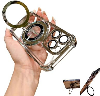 Airbag Anti-Fall for iPhone Case with Invisible Ring Stand, 4 Corner Air Cushion Phone Case, For iPhone 11-15 Series (for iphone 15,Silver)