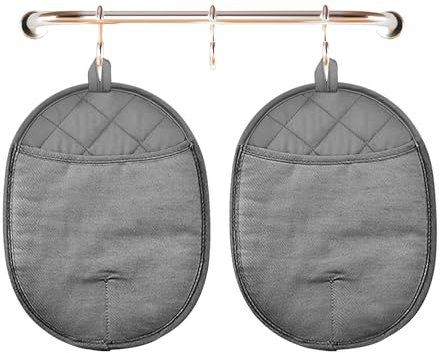 DARCYSIS Guanti da Forno Presine da Cucina Professionale Silicone e Cotone Antiscivolo Resistente al Calore Fino a -40-230°C Appendibile(Grigio)