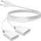 Cable de Extensión Tipo C 2-en-1 de 2m con Enchufe Plano & Adaptador de Enchufe Doble | 0,75mm² para Ordenador/Monitor/Proyector, Blanco