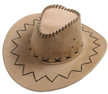 Whcctl Western Cowboyhut Mit Breiter Krempe, Texas Hut, Cowgirl-Fedora, Wildleder-Imitat für Erwachsene - Perfekt für Karneval (Kamel)