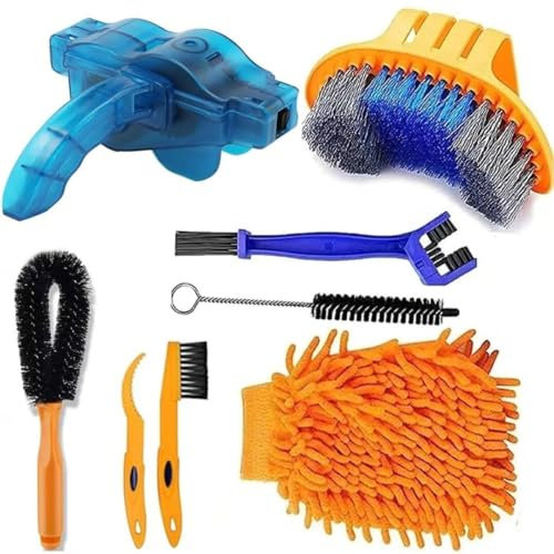 QeeHeng Kit de nettoyage de précision pour vélo comprenant une brosse de nettoyage pour chaîne de vélo, convient pour montagne, route, ville, hybride, saleté, BMX et vélo pliant, 8 pièces