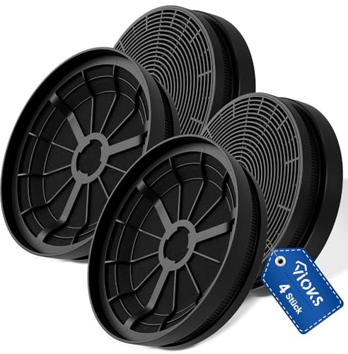 VIOKS 4Stk Filter Dunstabzugshaube Ersatz für Respekta MIZ0023N 175mmØ, Umlufthaube Aktivkohlefilter Dunstabzugshaube Kohlefilter für Dunstabzugshaube Respekta MIZ 0023