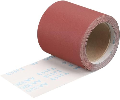 Shineboc Schleifpapier Rolle 115 mm x 10 m Körnung 320 für Hartholz, Farbe auf Holz für Handschleifer Schwingschleifer