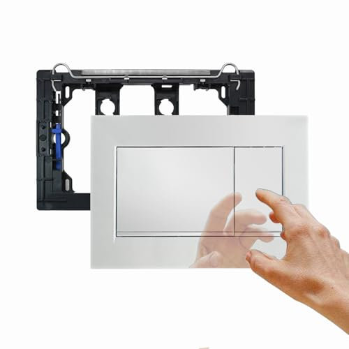 Empyreal Flushing Plate Flush Lever Set&Mounting Frame,Fits Geberit Sigma30&UP320&300 Actuator Plate Spare Parts, Dual Flush, 1 Piece(Chrome Plated&Silver Edged).