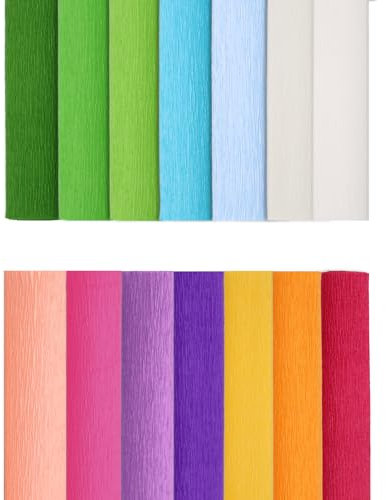 14 Farben Krepppapier 25x250cm Bunt Zum Bänder Crepe Paper Schultüten-Ummantelung und Dekorative Party Streamer Blume DIY Kits für Weihnachten, Papierhandwerk