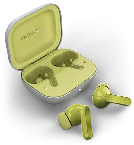 Motorola Moto Buds, écouteurs sans Fil, Son immersif avec Dolby Atmos, réduction de Bruit, autonomie 42 Heures, 3 micros, Vert Olive [Version française]