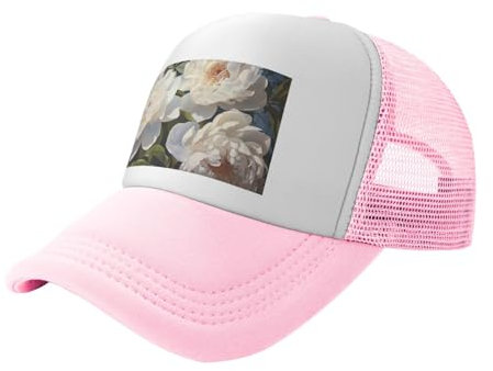 HCLYvexiria Casquette de baseball en maille pour homme et femme - Casquette de baseball réglable - Pivoine blanche - Casquette de golf pour papa, rose, taille unique