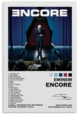 ZFHK Encore Albumcover-Poster, Eminem-Poster, Wandkunst, dekoratives Gemälde, Schlafzimmer, Malerei, Poster, 50 x 75 cm, ungerahmter Stil