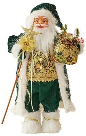 Duroecsain Weihnachtsmann Dekofigur 30cm Weihnachten Stehend Figur Weihnachts Deko