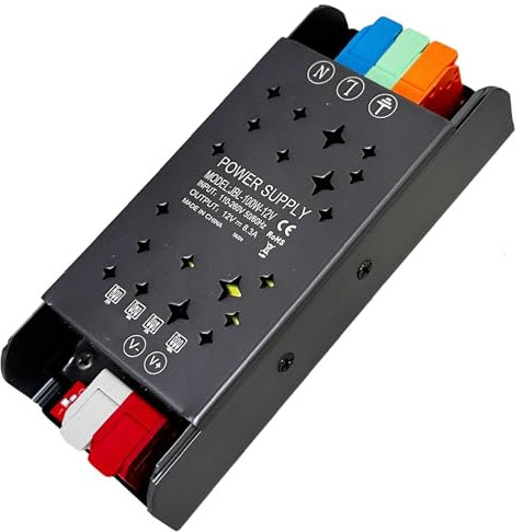 VOLTIX Alimentatore LED 12V XW XA Dimmerabile, Trasformatore Ultra Sottile da AC 220V a DC 12V, Driver LED Professionale per Strisce LED, Adattatore con Interruttore (100W)